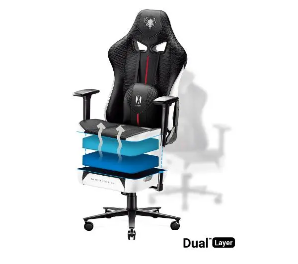 Diablo Chairs X-Player 2.0 Normal Size Gamingowy do 150kg Skóra ECO Tkanina Czarno-biały - Kup na Raty - RRSO 0%