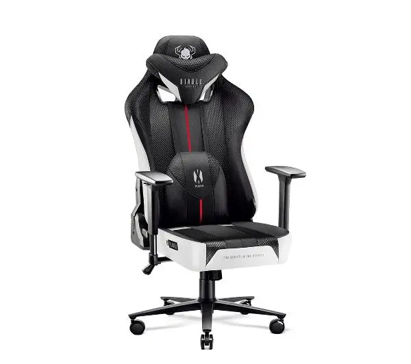 Diablo Chairs X-Player 2.0 Normal Size Gamingowy do 150kg Skóra ECO Tkanina Czarno-biały - Kup na Raty - RRSO 0%