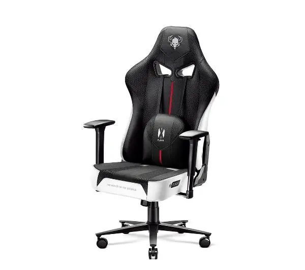Diablo Chairs X-Player 2.0 Normal Size Gamingowy do 150kg Skóra ECO Tkanina Czarno-biały - Kup na Raty - RRSO 0%
