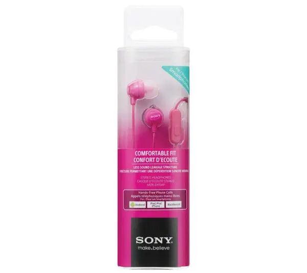 Sony MDR-EX15AP Dokanałowe Mikrofon Różowy - ⚡ EURO HIT CENOWY! ⚡