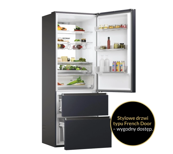 Haier Seria 7 HTW7720ENMB Pełny No Frost 200,6cm Szuflada z kontrolą wilgotności Zdalne sterowanie Czarny - Kup na Raty - RRSO 0%