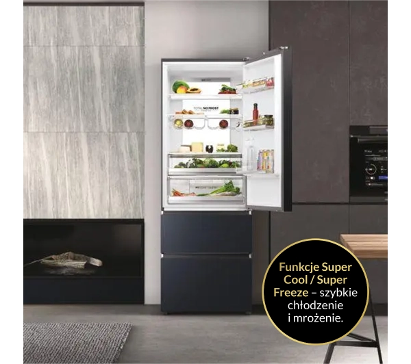 Haier Seria 7 HTW7720ENMB Pełny No Frost 200,6cm Szuflada z kontrolą wilgotności Zdalne sterowanie Czarny - Kup na Raty - RRSO 0%