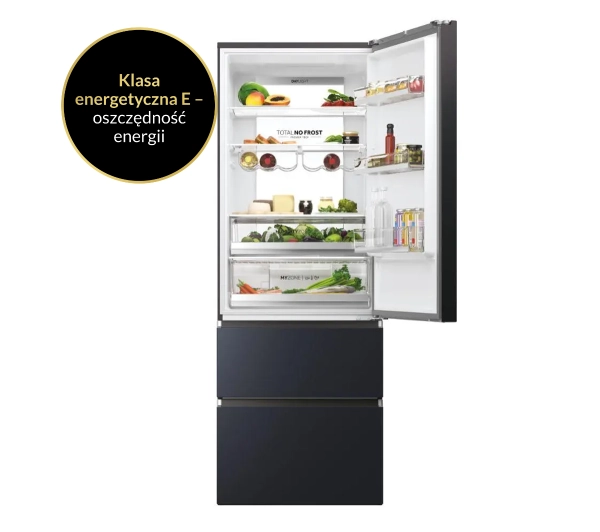 Haier Seria 7 HTW7720ENMB Pełny No Frost 200,6cm Szuflada z kontrolą wilgotności Zdalne sterowanie Czarny - Kup na Raty - RRSO 0%