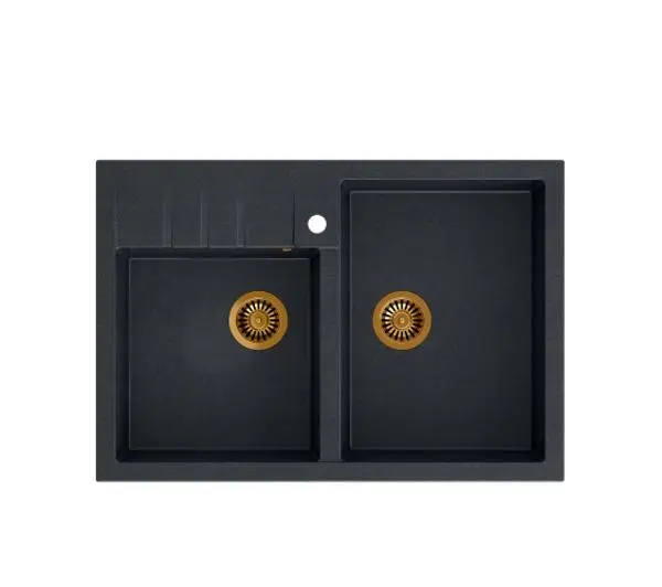 Zlewozmywaki kuchenne - Quadron HCQB9062U8_PVDC1 Bill 120 Granitowy Czarny/Miedziany