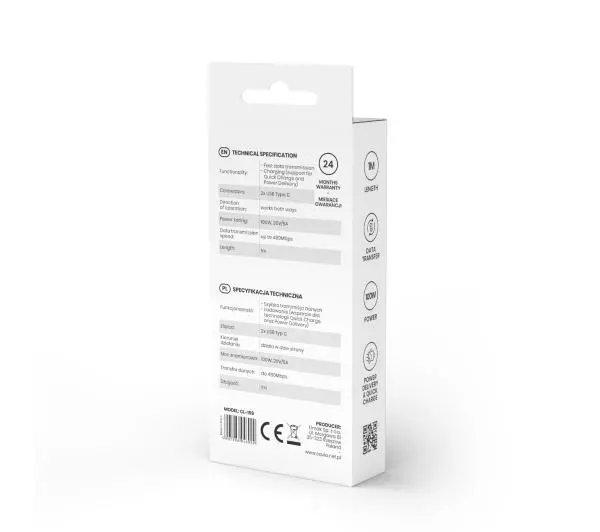Savio CL-159 USB-C do USB-C 100W 1m Czarny