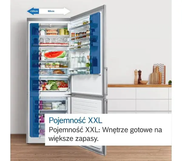 Bosch Serie 4 KGN56XLEB Pełny No Frost 193cm Szuflada z kontrolą wilgotności Srebrny - DRUGI -30%, ALBO 5-TY ZA 1ZŁ - Kup na Raty - RRSO 0%