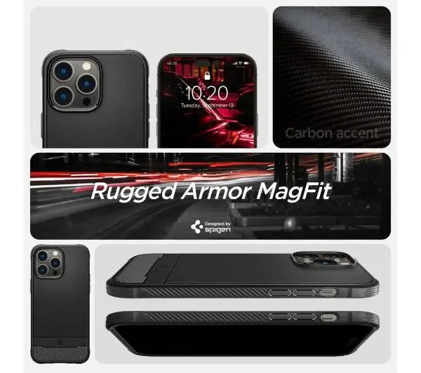 Spigen Rugged Armor Mag z MagSafe do iPhone 14 czarne matowe