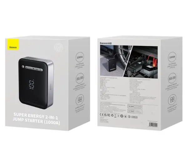 Baseus CGCN000001 rozrusznik i kompresor 2w1 Super Energy Car Jump Starter 8000mAh 1000A Czarny - Kup na Raty - RRSO 0%