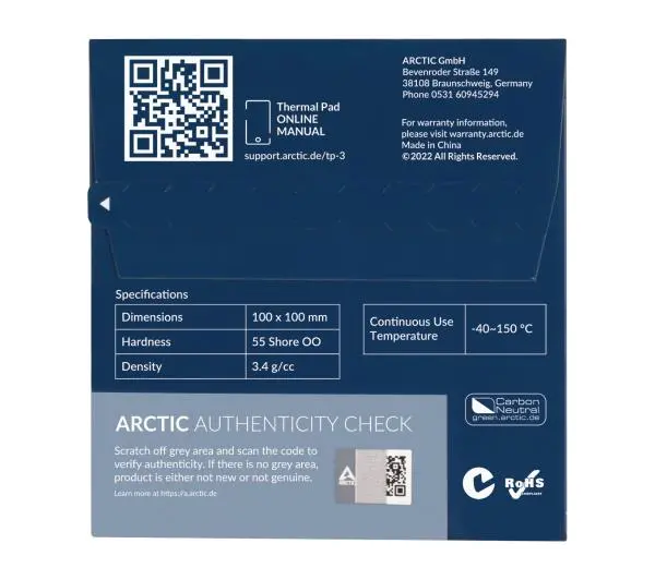 Arctic TP-3 100 x 100 x 1.0 mm