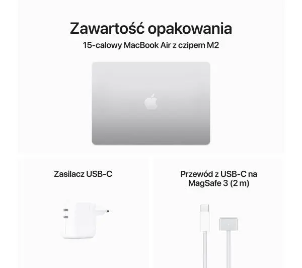 Apple MacBook Air 2023 15,3" M2 8GB RAM 512GB Dysk macOS Srebrny US - Kup na Raty - RRSO 0%