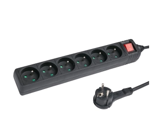 Hama P2223746 Standard 6 gniazd 1,5m Czarny