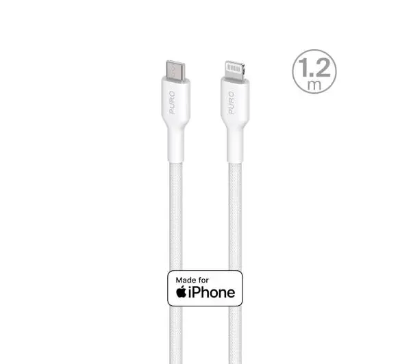 Puro Fabric USB-C do Lightning 1,2m Biały