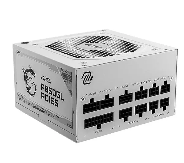 MSI MAG A850GL PCIE5 850W 80+ Gold Biały
