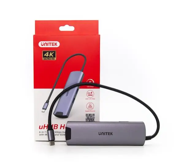Unitek H1112F USB-C PD100W RJ-45 5 Gbps Szary