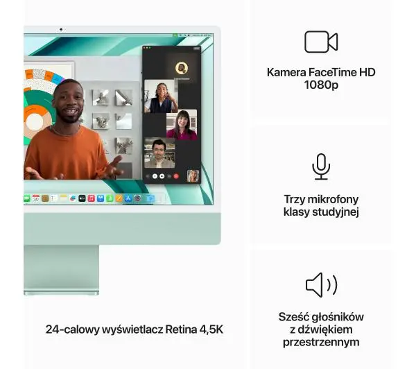 Apple iMac Retina 4.5K M3 MQRP3ZE/A 23,5" 8GB RAM 512GB Zielony - Kup na Raty - RRSO 0%