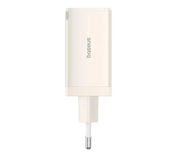 Baseus GaN5 2x USB-C + USB 65W + kabel 1m Biały