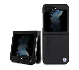 BMW Leather Hot Stamp BMHCZF5SLLBK do Galaxy Z Flip5 Czarny