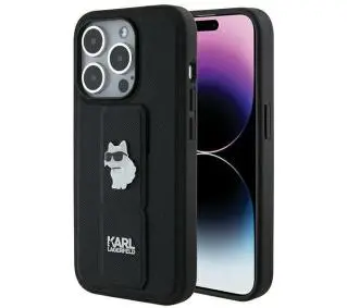 Karl Lagerfeld Gripstand Saffiano Choupette Pins KLHCP14XGSACHPK do iPhone 14 Pro Max Czarny
