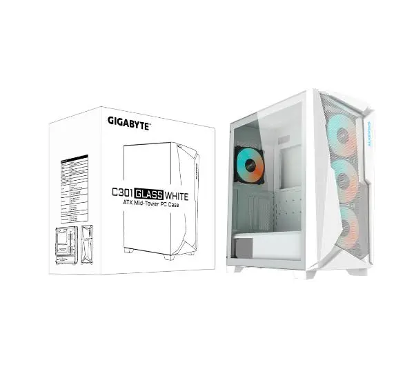 Gigabyte C301 Glass White ARGB Biały - Kup na Raty - RRSO 0%