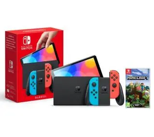 Nintendo Switch OLED Czerwono-niebieski + Minecraft - Kup na Raty - RRSO 0%