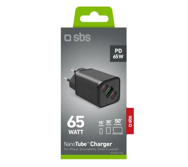 SBS NanoTube GaN PD65W 2xUSB-C USB-A