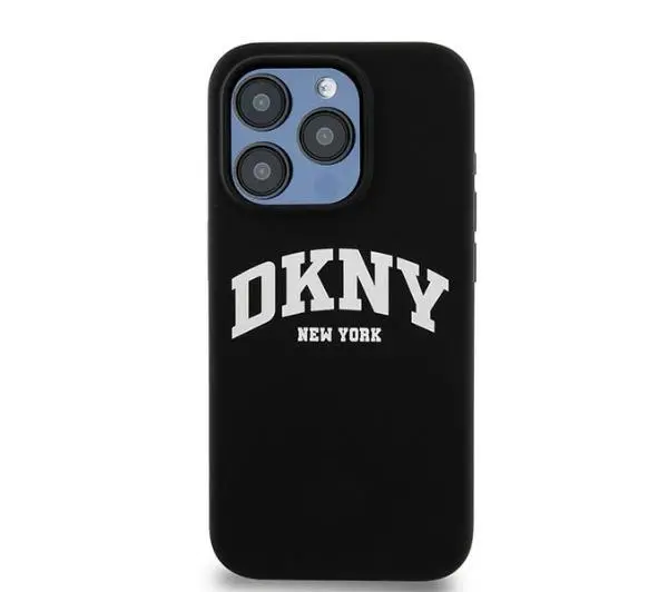 DKNY Liquid Silicone White Printed Logo MagSafe do iPhone 14 Pro Czarny