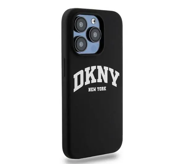 DKNY Liquid Silicone White Printed Logo MagSafe do iPhone 14 Pro Czarny