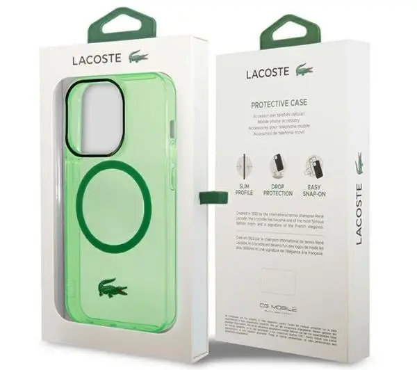 Lacoste Transparent MagSafe do iPhone 14 Pro Zielony