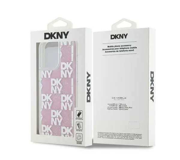 DKNY Hardcase Liquid Glitter Multilogo do iPhone 15 Pro Max Różowy
