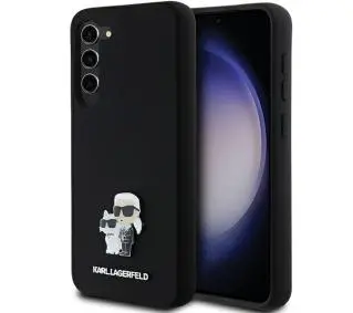 Karl Lagerfeld Hardcase Silicone Karl&Choupette Metal Pin do Samsung Galaxy S24+ Czarny