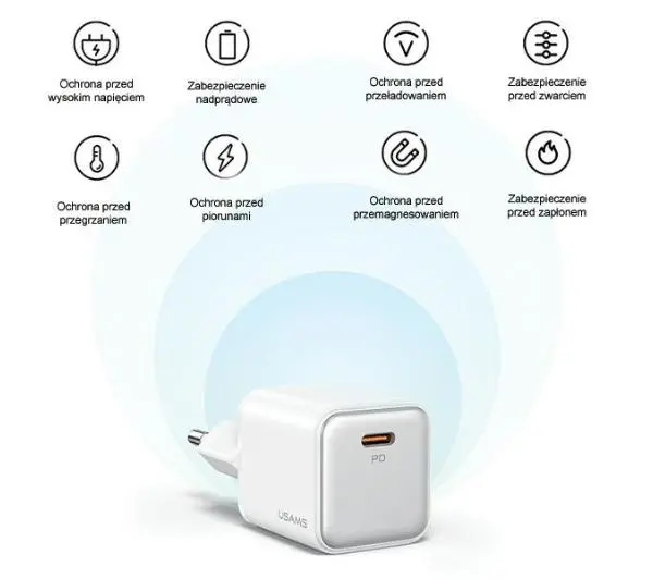 USAMS CC186TC02 1x USB-C PD3.0 Fast Charging X-ron Series 30W Biały