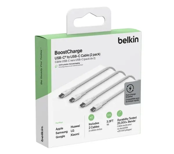 Belkin USB-C do USB-C 2.0 PowerDelivery 2szt 1m Biały