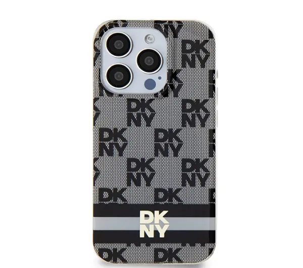 DKNY IML Checkered Mono Pattern & Printed Stripes MagSafe do iPhone 15 Pro Max Czarny