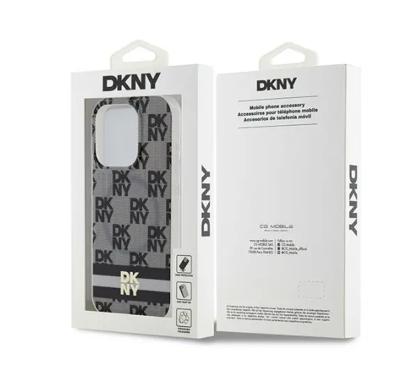 DKNY IML Checkered Mono Pattern & Printed Stripes MagSafe do iPhone 15 Pro Max Czarny