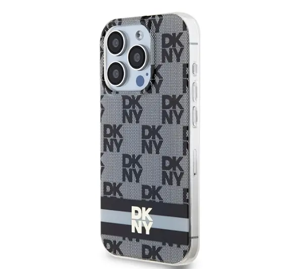 DKNY IML Checkered Mono Pattern & Printed Stripes MagSafe do iPhone 15 Pro Max Czarny