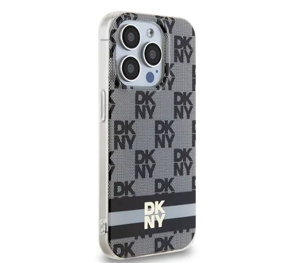 DKNY IML Checkered Mono Pattern & Printed Stripes MagSafe do iPhone 15 Pro Max Czarny