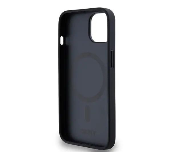 DKNY Hardcase Leather Monogram Pattern Metal Logo MagSafe do iPhone 14 Czarny