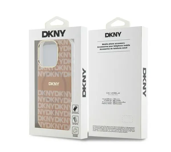 DKNY IML Mono & Stripe MagSafe do iPhone 14 Pro Max Różowy