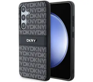 DKNY Leather Mono Stripe & Metal Logo do Samsung S24 Czarny