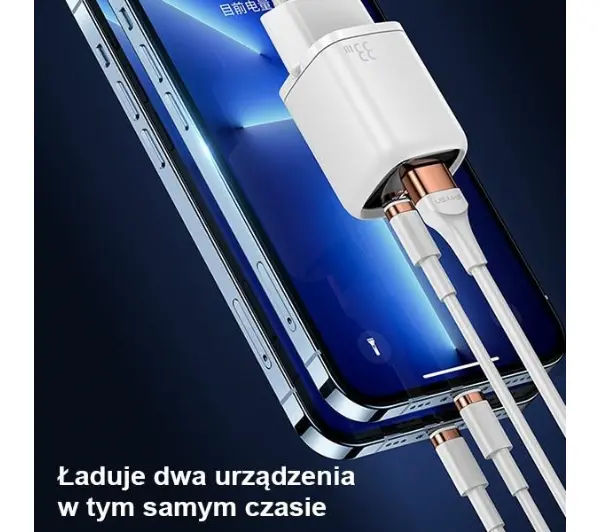 USAMS CC152TC02 USB-C+USB 33W PD3.0 FC Biały