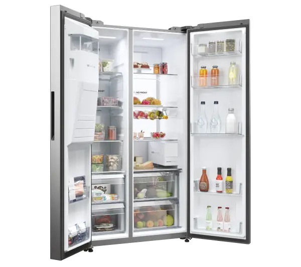 Haier Seria 7 SBS HSW79F18CIMM Funkcje AI Pełny No Frost 177,5cm Dystrybutor wody Zdalne sterowanie Platinum Inox - Kup na Raty - RRSO 0%