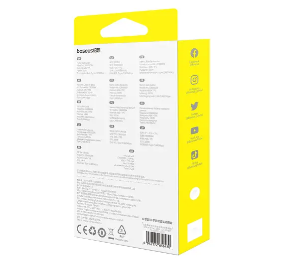 Baseus 3w1 Free2Draw USB do M+L+C 100W 1,1m Czarny
