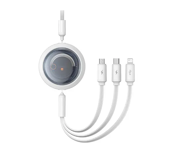 Baseus USB 3w1 Free2Draw USB do micro USB+Lightning+USB-C 3.5A 1,1m Biały