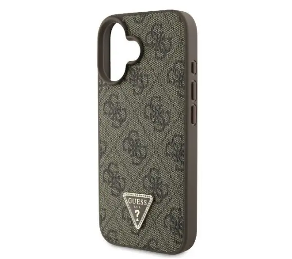 Guess hardcase Leather 4G Triangle Strass iPhone 16 Brązowy