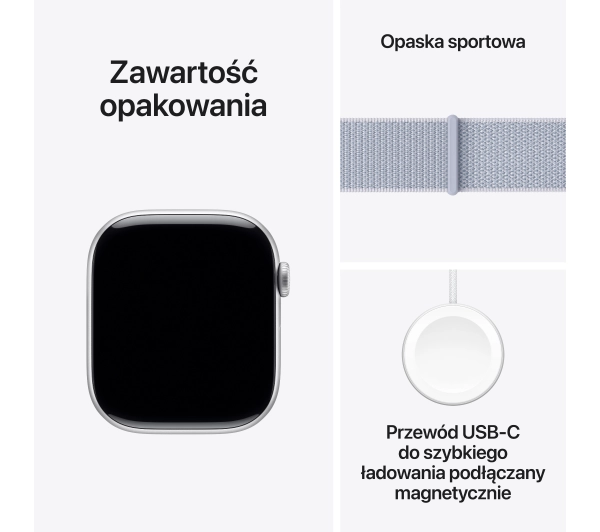 Apple Watch Series 10 GPS AI + Cellular AI koperta 46mm aluminium srebrny opaska sportowa  błękitny obłok - Kup na Raty - RRSO 0%