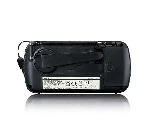 Lenco MCR-113BK Radio FM Ładowanie solarne, Ręczna korbą, Latarka i Powerbank Czarny - ⚡ EURO HIT CENOWY! ⚡