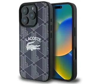 Lacoste Monogram Vintage Logo MagSafe do iPhone 16 Pro Granatowy