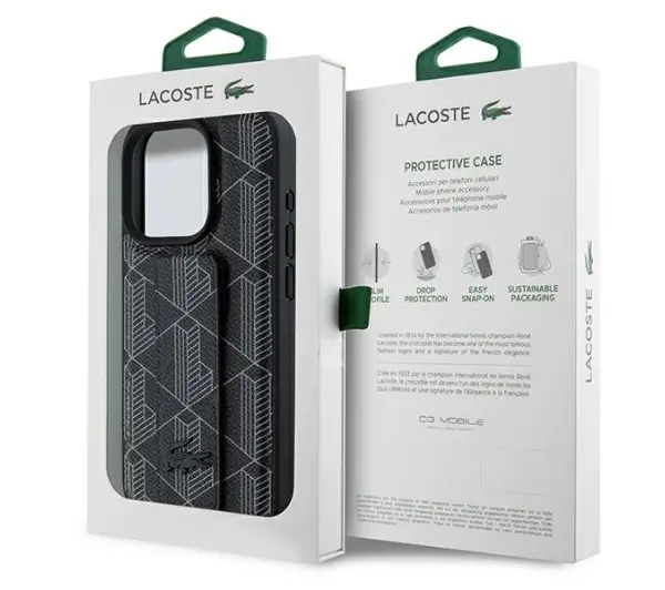 Lacoste Grip Stand Mono do iPhone 16 Pro Czarny