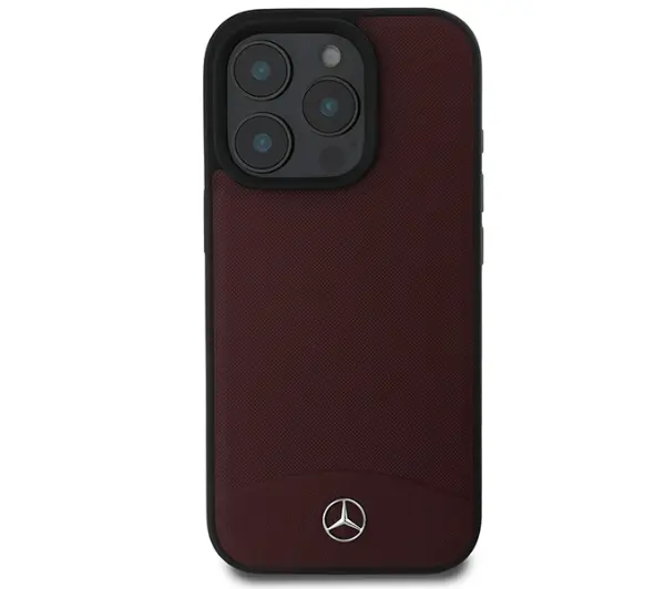 Mercedes-Benz Textured And Plain Leather MagSafe do iPhone 16 Pro Max Czerwony