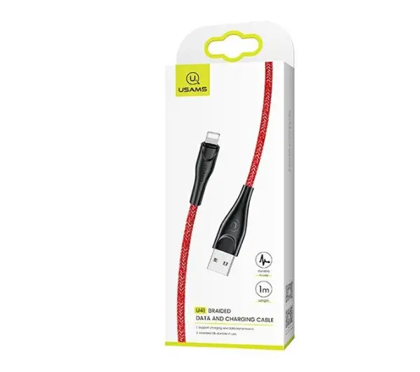 USAMS USB do Lightning 2A Fast Charge 1m Czerwony